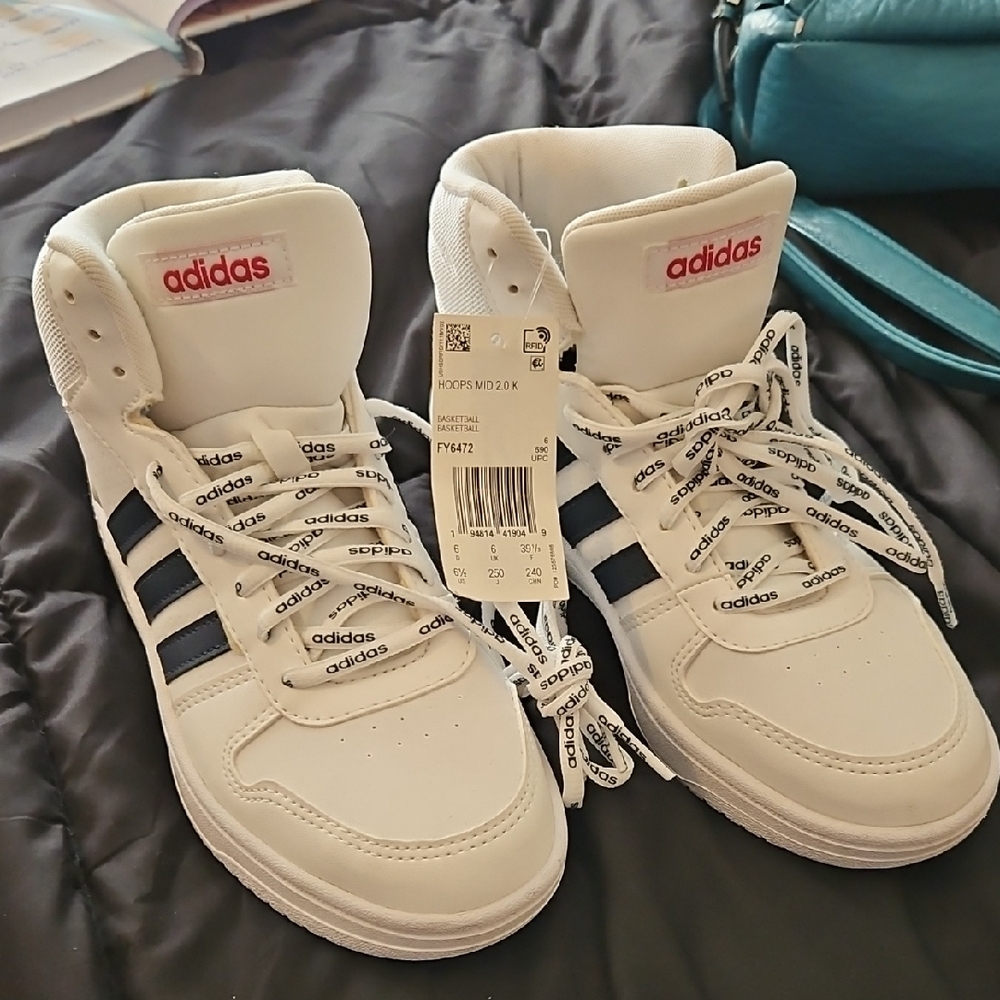 Adidas White and Black High-Top Sneakers